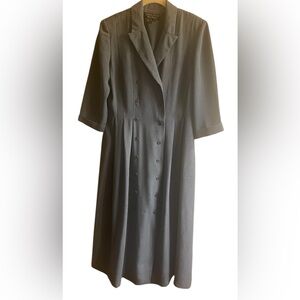 Cynthia Howie Maggy Boutique Double Breasted Pleated Gray Vtg Dress Sz10